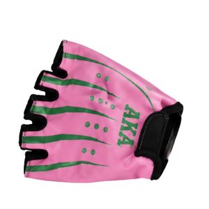 Gants de cyclisme roses à demi-doigts avec rembourrage noir, confortables pour l'entraînement sportif en extérieur - Product Image 3