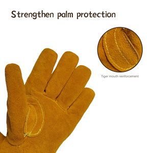 Guantes de Seguridad de Cuero, Textura Suave, Resistentes a la Abrasión, Antideslizantes, Guantes de Trabajo de Uso General, Puño Recto - Product Image 4