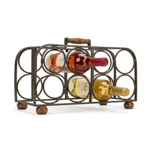 Countertop 6 Bottles Wine Rack With Solid Wood Top And Metal Frame Industrial Style <b>Freestanding</b> Wine Holder For Home Kitchen - Product Image 4