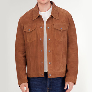 Premium Design Winter <b>Suede</b> <b>Leather</b> <b>Jacket</b> Stand Front Breathable Windproof Refined Texture Comfortable Wear Designed - Product Image 1