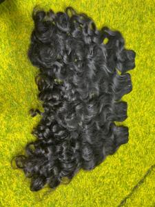 ผมต่อแบบเวอร์จินอินเดีย แท้ 100% แบบ Double Weft ทอเครื่อง  ลอนสีดำ 4 มัด ปราศจากสารเคมี - Product Image 2