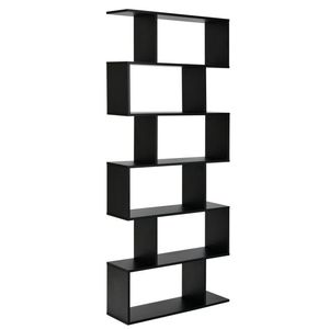 S-Shaped 6-Tier Bookshelf with Z Shelf Decor Storage Display <b>Bookcase</b> - Product Image 1