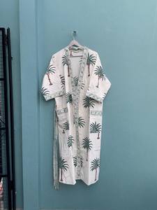 Kimono de Algodón con Estampado de Palmeras Estilo Boho, Kaftán para Festivales, Elegante Bata Informal - Product Image 5