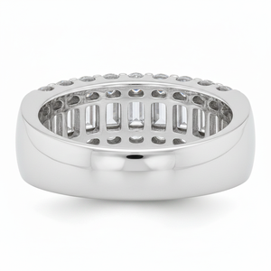 Anillo de Eternidad de Plata de Ley 925 con Diamantes de Laboratorio Certificados por IGI, Corte Esmeralda Baguette de 3 Filas, para Mujer, Regalo de Compromiso, Boda o Fiesta - Product Image 2