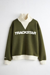 เสื้อสเวตเชิ้ตคอกลมสีดำ TRACKSTAR พิมพ์ลายกราฟิกดาว  แบบสวมใส่ได้ทั้งชายและหญิง ผ้าคอตตอนฟลีซเนื้อหนา สตรีทแวร์ ขายส่ง - Product Image 5