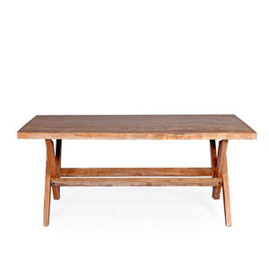 Mesa de Comedor de Madera Sólida Estilo Moderno de Mediados de Siglo, con Patas en V y Base en X, para 6-8 Personas, Venta al Por Mayor - Product Image 2