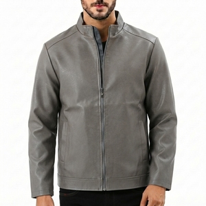 Meilleures ventes : Veste décontractée pour homme en cuir véritable et toile, à col montant, manches longues, légère, haute qualité, pour la vente en gros - Product Image 2