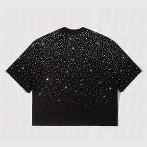 Rhinestone Solid <b>T</b>-<b>Shirt</b> Crew Neck Short Sleeve Oversized 100% Cotton Quick Dry High Quality Washed Party Club <b>Festival</b> Hip Hop - Product Image 2