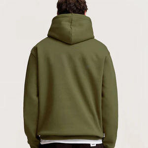 Sweat-shirt à capuche vert olive en molleton de coton doux, coupe décontractée, poche kangourou classique, style streetwear décontracté - Product Image 6