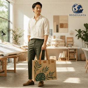 Grand sac fourre-tout en jute avec fermeture éclair et poignée d'épaule, réutilisable pour le shopping, les voyages, les activités de plein air et la plage - Cadeau pour mariages/expositions - Product Image 6
