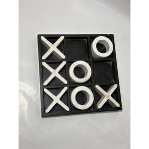 Jeu de Tic-Tac-Toe en Bois Noir et Blanc, Jeu de Société d'Intérieur, Jeu Artistique Fait Main en Bois, Décoration de Table, Divertissement - Product Image 4