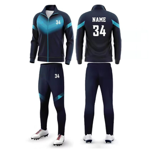 Ensemble de survêtement pour homme bleu dégradé à manches longues avec impression de numéro et de nom, fermeture éclair, ensemble de jogging sportif, vêtements d'automne, polyester respirant - Product Image 3