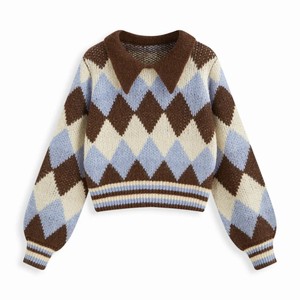 Suéter de Punto Estilo Universitario, Jersey con Patrón, Estilo Vintage, Prenda Cálida para Invierno, Transpirable, para Boutique - Product Image 1