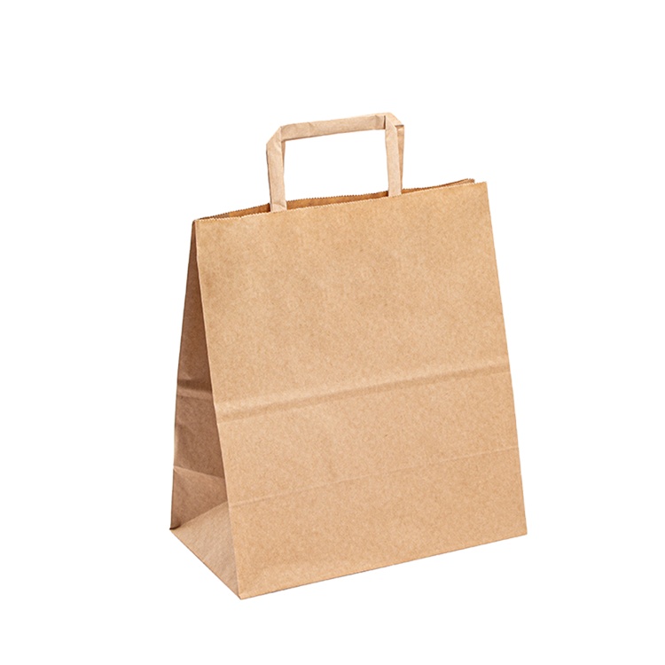 Custom Printed Brown Kraft Shopping Paper Bag With Handles