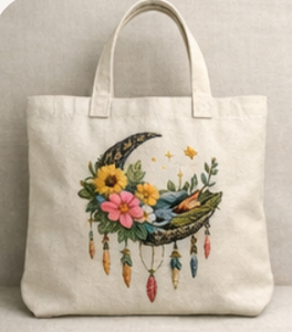 กระเป๋าผ้าแคนวาสพิมพ์ลายโลโก้ส่วนตัว COTTON FIELD กระเป๋าผ้าฝ้ายรีไซเคิลสำหรับผู้หญิงพร้อมลายปัก - Product Image 5