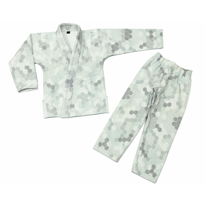 Kimono de Jiu-Jitsu Hexagonal/Nid d'Abeille Blanc et Bleu Personnalisé, Confortable et Respirant, 100% Coton, Tissu de 280g, Flocage et Paillettes - Product Image 1