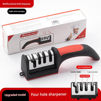 Aiguiseur de couteaux en acier inoxydable 4 en 1, multifonction, manuel, affûtage rapide, ciseaux, outil d'affûtage de couteaux ergonomique à main