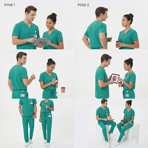 Uniformes de Enfermería para Hospital, Camiseta de Manga Corta con Cuello en V y Pantalones Jogger para Hombre y Mujer, Uniforme Médico - Product Image 2