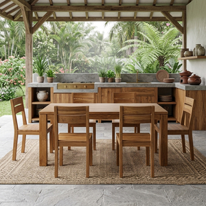 Table à manger rectangulaire Nesta 6 places en teck massif de haute qualité, design scandinave, meubles pour la maison, utilisation en restaurant - Product Image 5