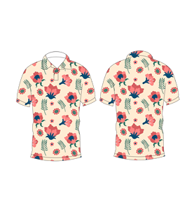 เสื้อโปโลผู้ชายสีเบจพิมพ์ลายดอกไม้สีชมพูลำลองแขนสั้นแฟชั่นฤดูร้อน - Product Image 6