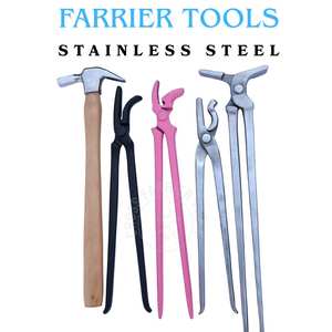 Kit d'outils de fermeur avec tablier en cuir, marteau à clous, écarteur de sabots, clincher rose, clincher courbé et clincher alligator - Product Image 5