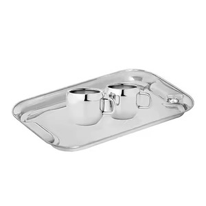 Bandeja de Servicio de Metal Premium, Bandeja Rectangular de Acero Inoxidable para Servir Alimentos, para Uso en el Hogar, Hoteles y Restaurantes - Product Image 4