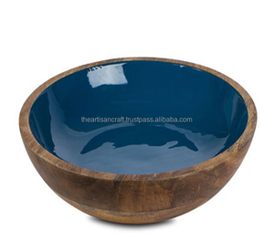 Cuenco para servir Cuenco de madera con estampado esmaltado Diseño multicolor Madera de mango Natural - Product Image 6