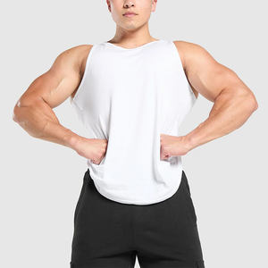 Men's <b>White</b> Solid Color O-Neck Knitted Tank Top Breathable Casual Sleeveless Gym Wear Custom Summer Fit - Product Image 1