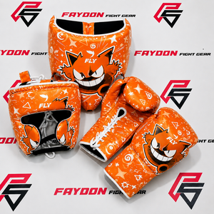 Conjunto de boxeo y sparring de cuero genuino de vaca marrón con diseño impreso completo y logotipo personalizado OEM, kit ajustable para entrenamiento. - Product Image 2