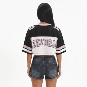 Camiseta Deportiva de Fútbol Americano de Dos Tonos, Estilo Y2K, para Mujer, Corte Holgado, Personalizable con Logotipo de Equipo, Ropa Deportiva Urbana para Entrenamiento - Product Image 4