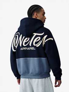 Plus Size Men's Oversize Knitted <b>Fleece</b> Winter <b>Lined</b> Solid <b>Hoodie</b> Double-layer Hood Light Blue Casual 100% Cotton Anti-Wrinkle - Product Image 6