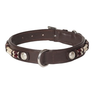 ปลอกคอสุนัขหนังแท้พร้อมผู้ค้าส่งและผู้ผลิตและผู้ค้าส่งไข่มุกและสตั๊ดเบาๆ - Product Image 1