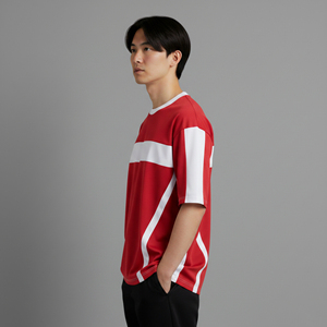 เสื้อยืดเจอร์ซีย์ผ้าฝ้าย 100% คุณภาพสูง ขายส่ง น้ำหนัก 180 กรัม พิมพ์ลายดิจิตอลตามสั่ง โลโก้แบบทูโทน ทรงหลวม ระบายอากาศดี ไหล่ตก ทรงฮิป - Product Image 4