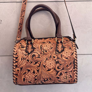Bolso de Mano de Cuero Tallado a Mano de Alta Calidad, Estilo Bohemio Gitano, Bolso de Hombro Hecho a Mano, Estilo Occidental, para Mujer - Product Image 1