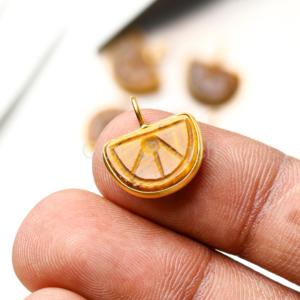 AAA Tiger Eye Orange Fruit Carved Gemstone <b>Charm</b> Pendant Sterling <b>Silver</b> Gold Vermeil Healing Crystal Jewelry Tiger Eye Pendant - Product Image 5