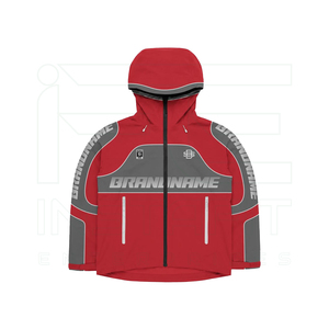 Ensemble de survêtement unisexe rouge 2 pièces : veste à capuche zippée et pantalon de survêtement en nylon coupe-vent respirant, tenue de sport décontractée coupe ample - Product Image 2