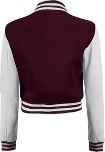 Green <b>White</b> Varsity Jacket Full Sleeve Stand Collar <b>Button</b> Closure Women's Outerwear Autumn Wear - Product Image 5