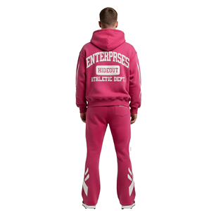 Pink Hooded Tracksuit Set Full Zipper Cotton <b>Athletic</b> Department Print Unisex Casual Jogging Suit Autumn Wear - Product Image 3