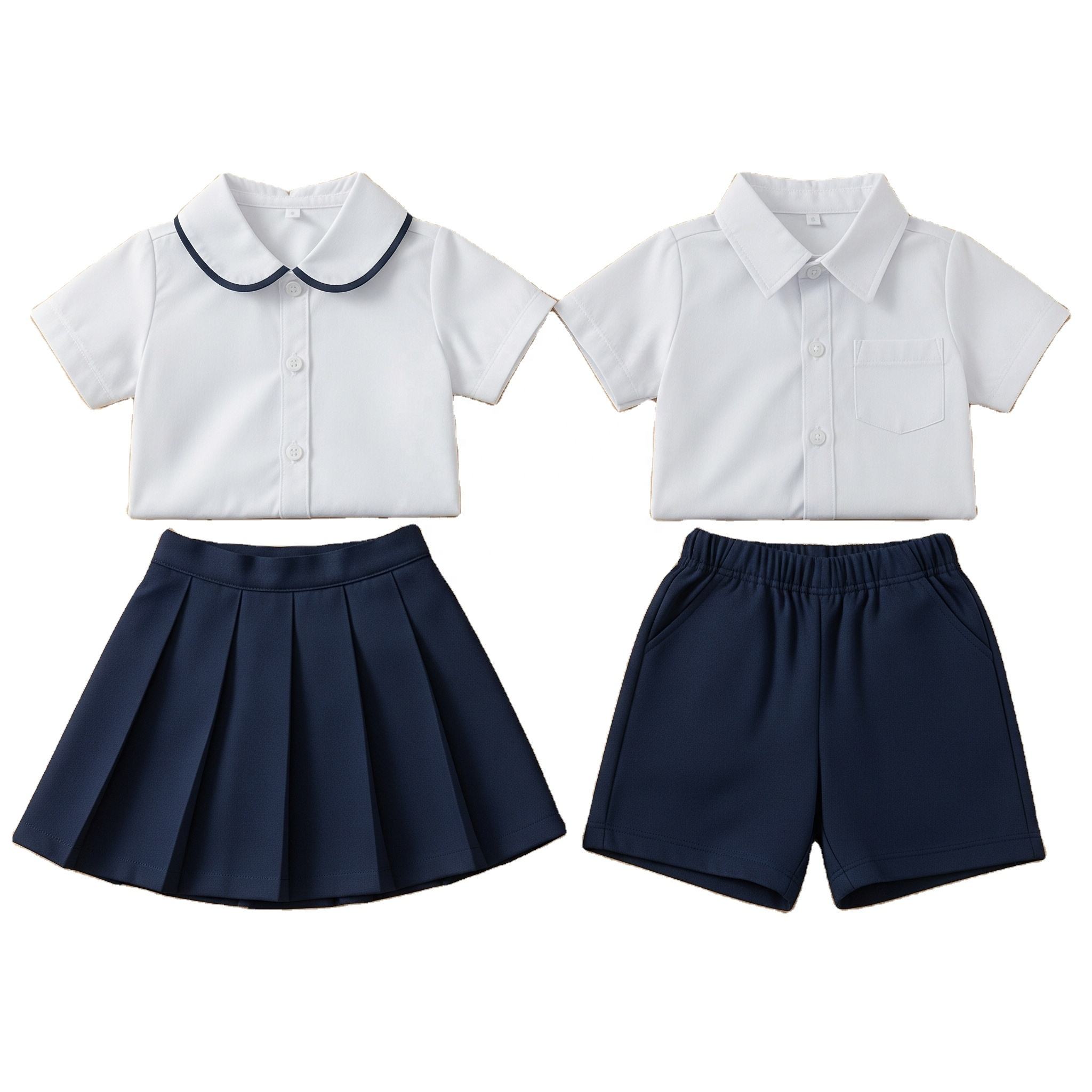 Falda Escolar Uniformes Escolares Para NiÃ±as Azul Y Blanco