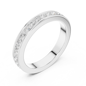 White Gold Color Eternity <b>Ring</b> Round Cut <b>Cubic</b> <b>Zirconia</b> Channel Set Band <b>Wedding</b> Gift for Women - Product Image 2