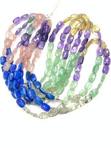 Cuentas facetadas de piedras múltiples en forma de cojín, tira de 17 pulgadas |   Joyería de Moda DIY con Piedras Preciosas 100% Naturales - Product Image 2