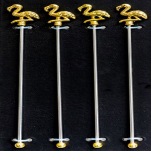 Juego de 4 Agitadores de Bebidas de Metal con Forma de Flamenco, Agitadores de Cóctel de Acero Inoxidable en Oferta - Product Image 2