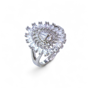 Bague de cocktail en argent 925 pour femme, diamant taille poire, flocon de neige, bague de fiançailles de luxe - Product Image 1