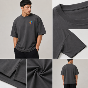 T-shirt ample tendance pour homme, coupe oversize, tissu confortable et design polyvalent, idéal pour le streetwear moderne. - Product Image 5