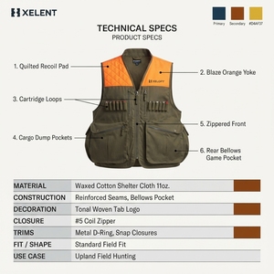 Chaleco de Caza Personalizado de Algodón Encerado de 11 oz, Chaleco de Caza Impermeable y Resistente al Sangre para Hombre, Fabricante OEM - Product Image 5