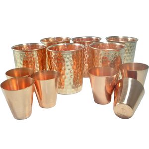 High Margin Copper Glass Tumbler Supplier Ayurvedic Drinking Water Cup Bulk Export Metal <b>Drinkware</b> India - Product Image 2