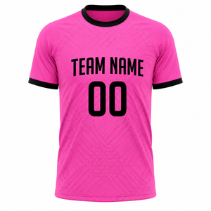 Conjunto de Camiseta de Fútbol Sublimada Rosa Personalizada, Nombre del Equipo, Número, Uniforme de Poliéster de Secado Rápido para Adultos, Manga Corta, Cuello Redondo, Geométrico - Product Image 4