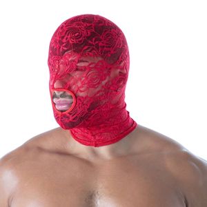 Masque facial en cuir rouge pour homme, style fétiche, avec ouverture pour la bouche, design audacieux, pour clubbing - Product Image 1