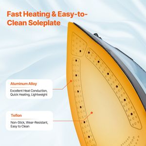 Ferro da Stiro Elettrico 1700W con Piastra in PTFE in Lega di Alluminio, Spegnimento Automatico, Funzione Auto-Pulente, Quattro Impostazioni di Temperatura, Marca Q - Product Image 3