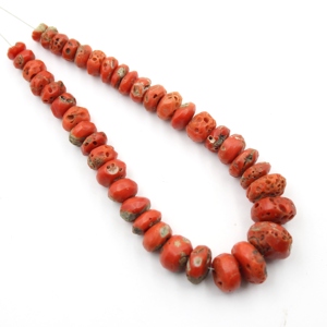 Perles rondes lisses en corail rouge naturel d'Italie pour la fabrication de bijoux, pierres précieuses opales, modèle C B-0158, prix de gros - Product Image 2